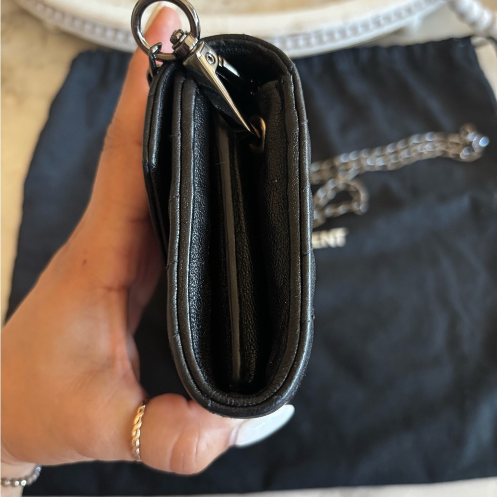 RARE Saint Laurent Calfskin Matelasse Chevron Heart Patchwork Monogram WOC-Black - Picture 7 of 15